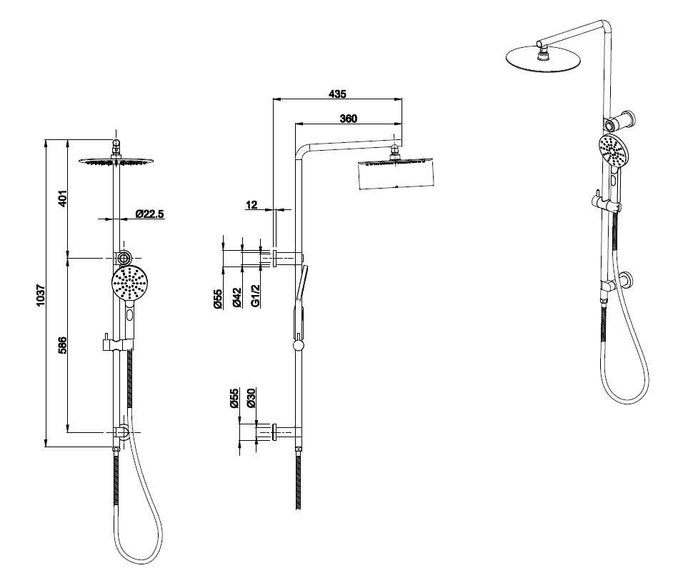 Essence Chrome Round Shower & 250mm Rain on Rail V2
