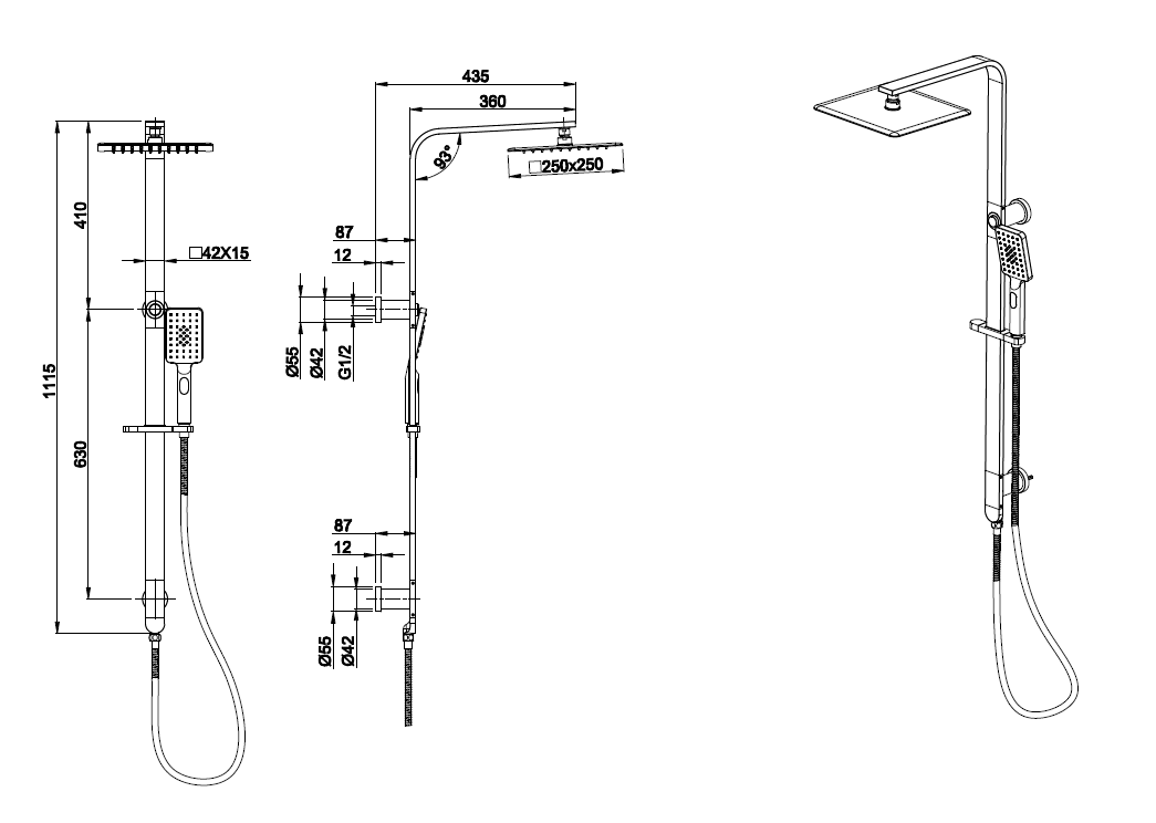 Essence Chrome Oval Shower & 250mm Rain on Rail