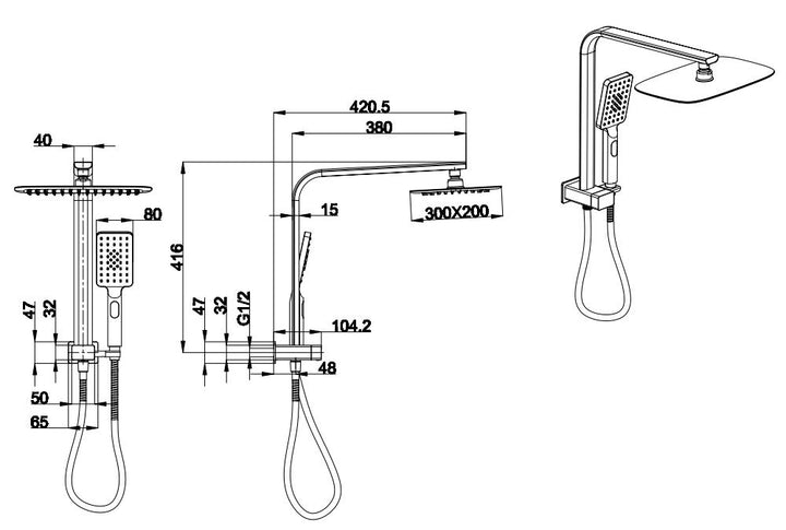 Essence Chrome Square Shower & Rain on Bracket V2