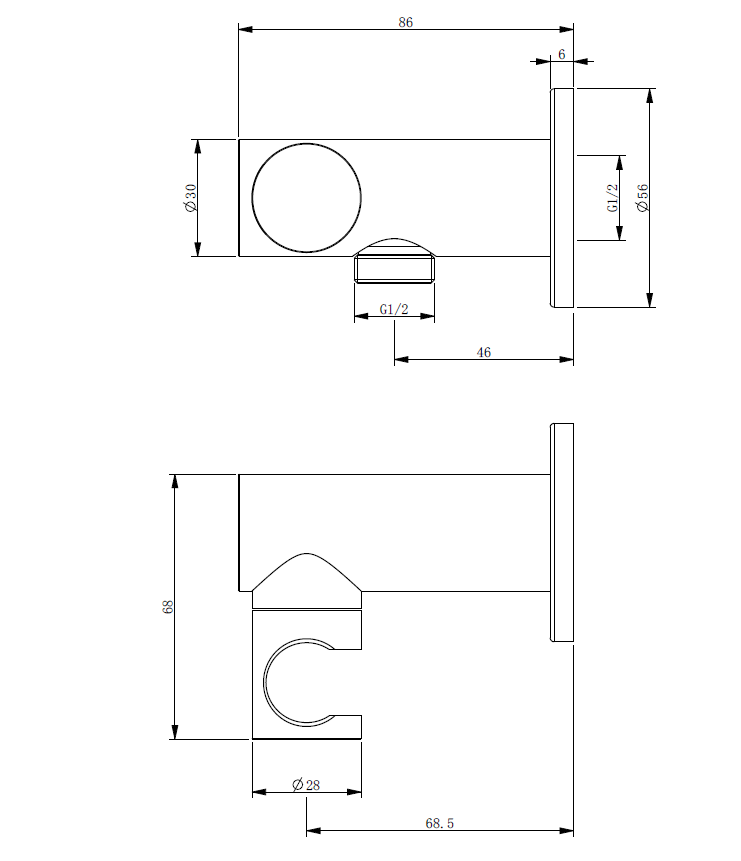 Essence Black Round Adjustable Shower Bracket