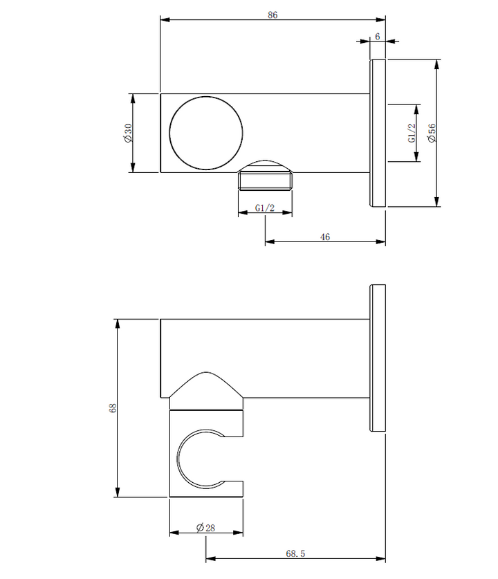 Essence Black Round Adjustable Shower Bracket