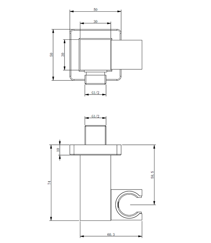Essence Black Square Adjustable Shower Bracket