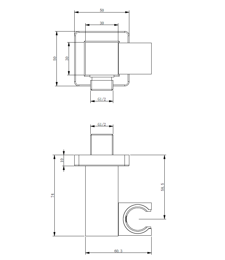 Essence Chrome Square Adjustable Shower Bracket
