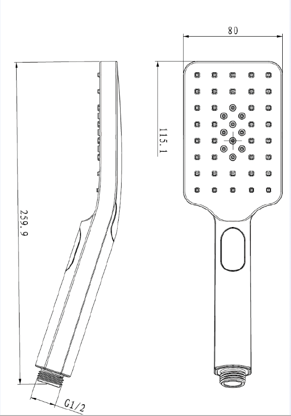 Essence Chrome Square Hand Held Shower Head