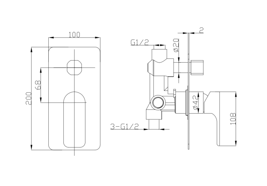 Molly Black Shower Mixer & Diverter