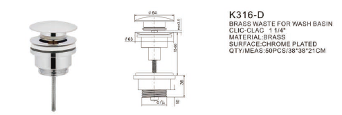 Pop Up Waste Universal Black