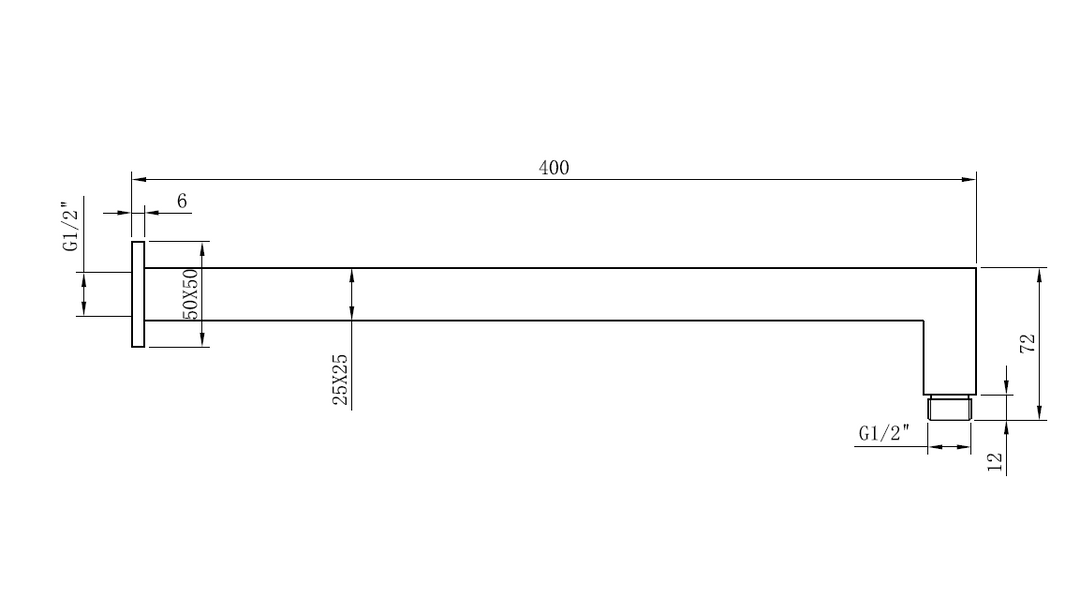 Essence Chrome Round Shower Arm 400mm V2