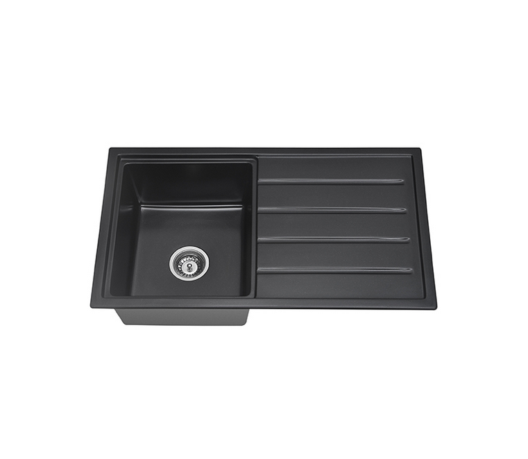 LUX Black Stone Sink 860 With Drainer