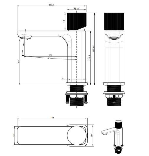 Pasha QI Black Basin Mixer