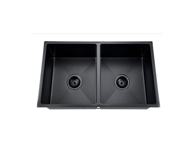 LUX Black SS Sink 760 Double Bowl