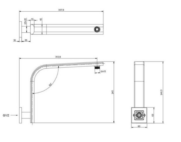 Essence Brushed Nickel Square Shower Arm V2