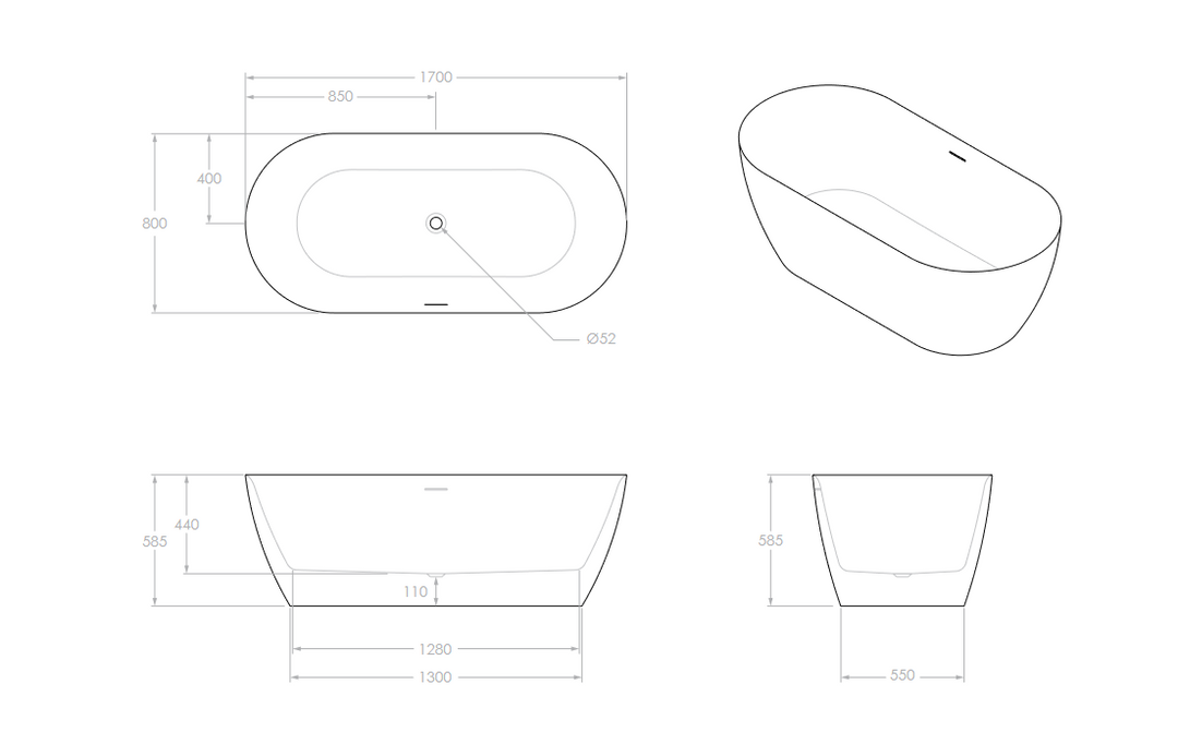 Glacier Freestanding Bathtub