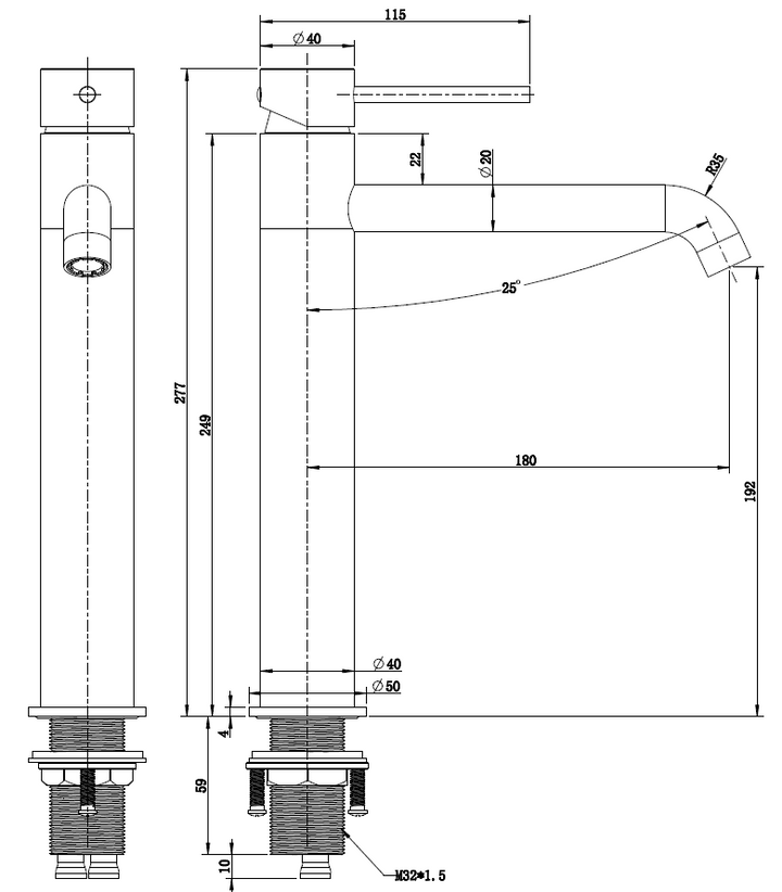 Arya Black Tall Basin Mixer