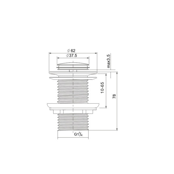 Brushed Nickel 32mm Pop Up Waste With Out Overflow